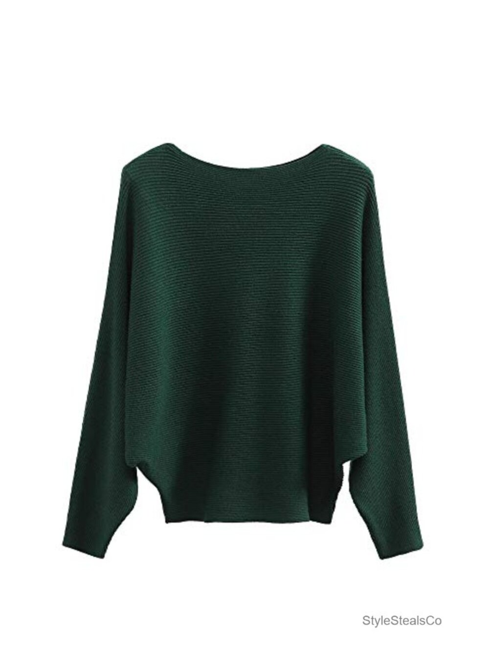Women Dolman Batwing Sleeve Knit Sweater Boat Neck Pullover